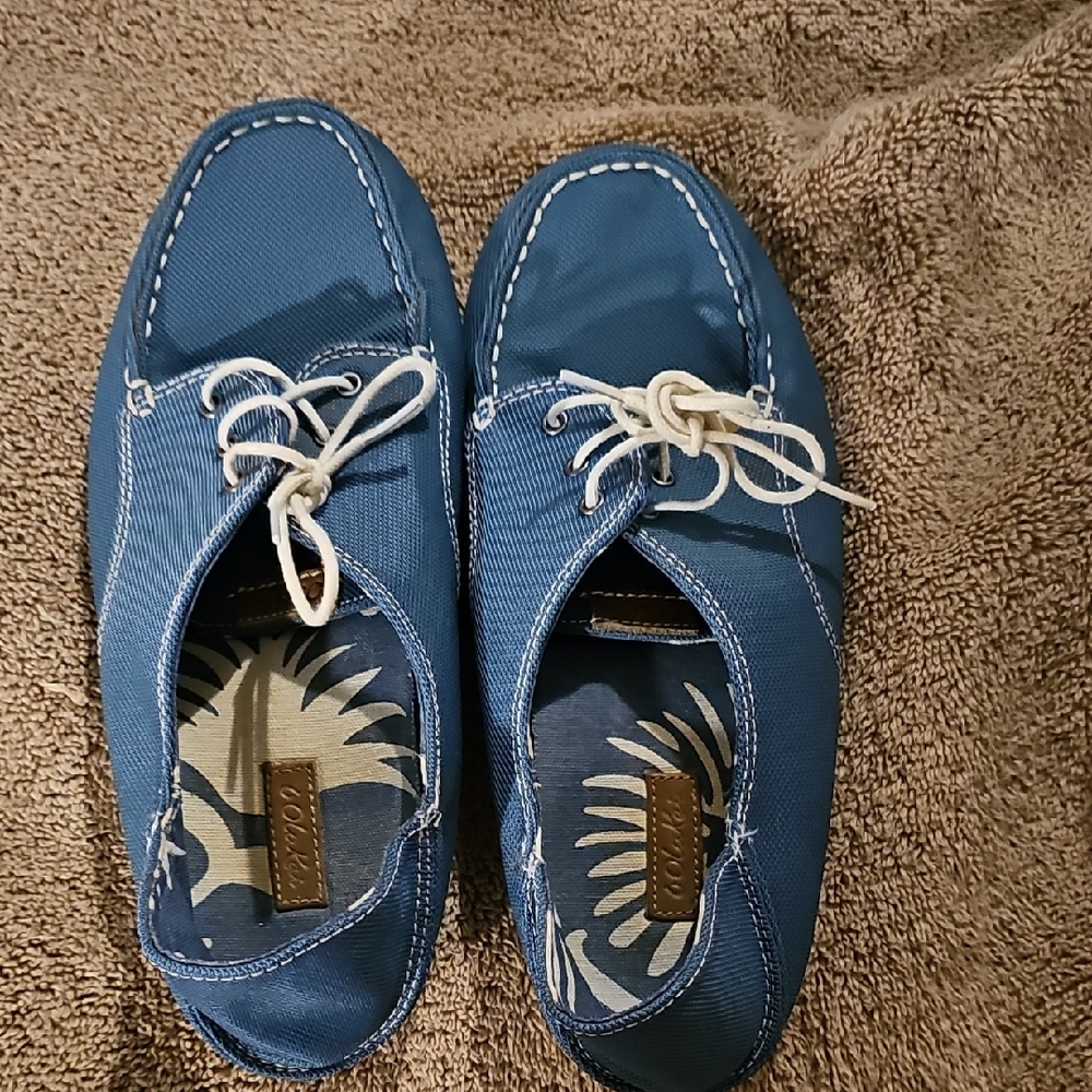 Olukai Blue Boat Shoes with Nautical Style